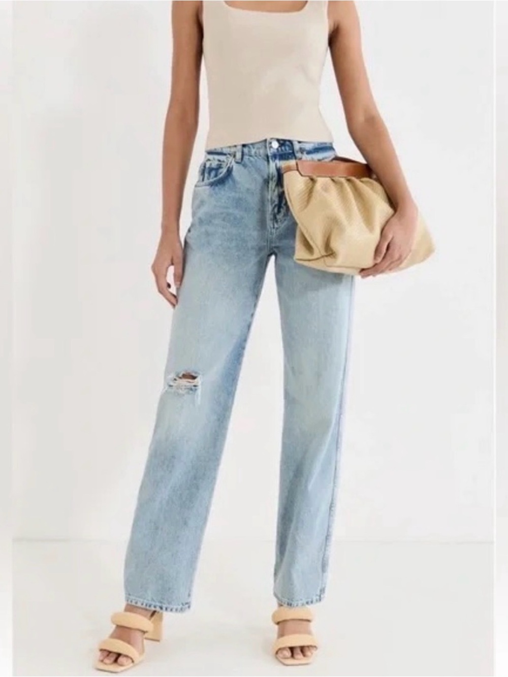 Reformation Val 90s Straight Leg Jeans Women's 29 Mid Rise Distressed Folsom